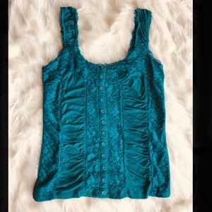 Guilty Green Top with Buttons displayed Size M